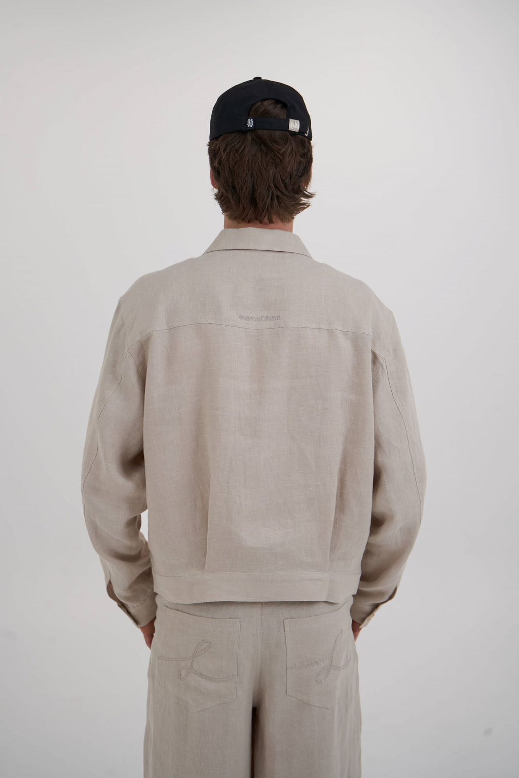 structured linen jacket  tan