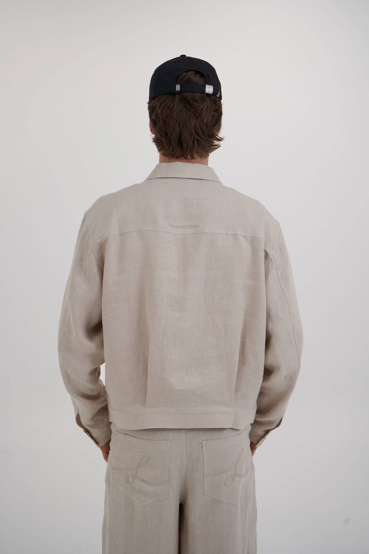 structured linen jacket  tan