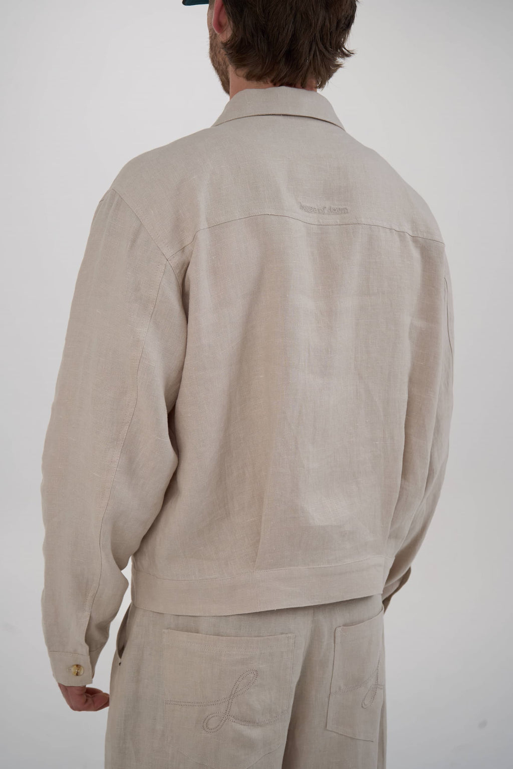 structured linen jacket  tan