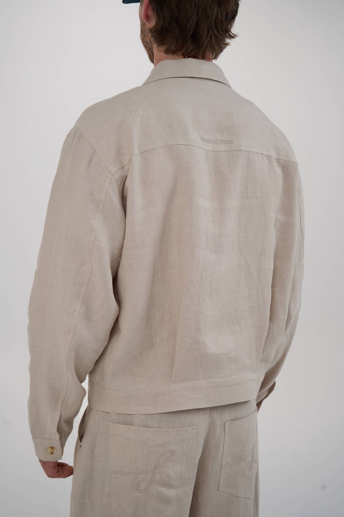 structured linen jacket  tan