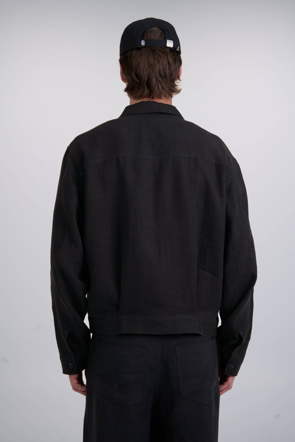 structured linen jacket  black