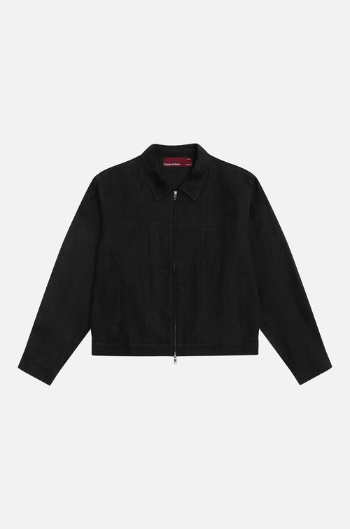 structured linen jacket  black
