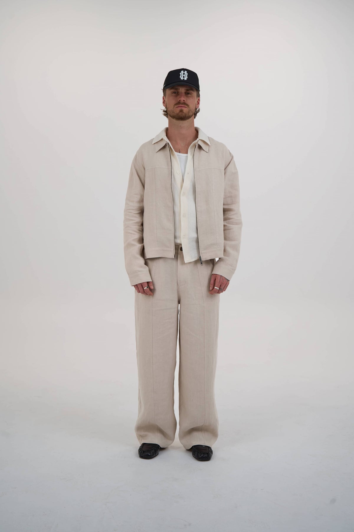 structured linen jacket  tan