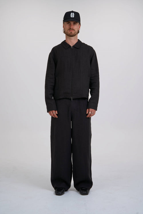 structured linen jacket  black