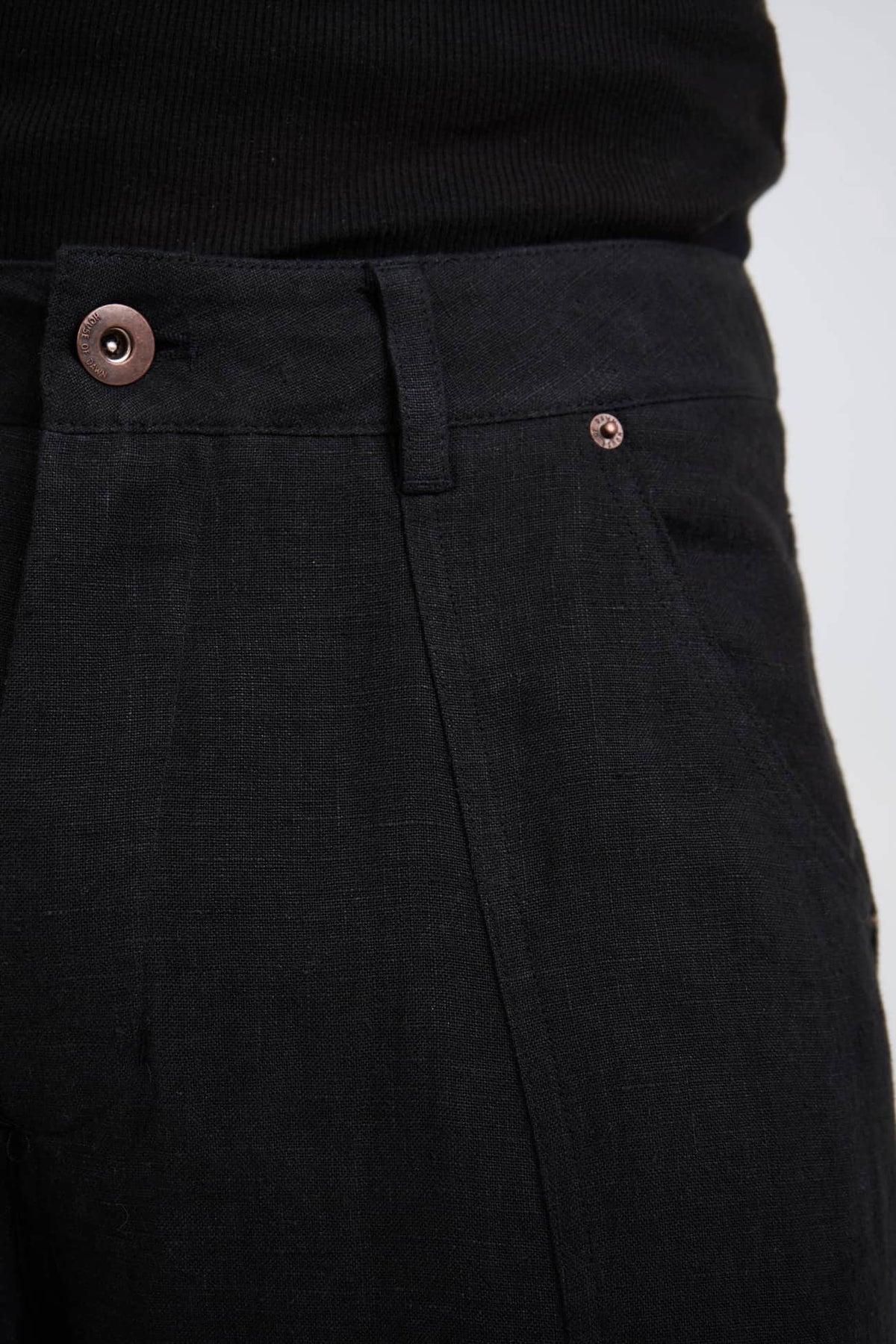 structured linen pants  black