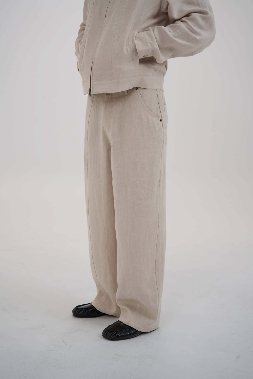 structured linen pants  tan