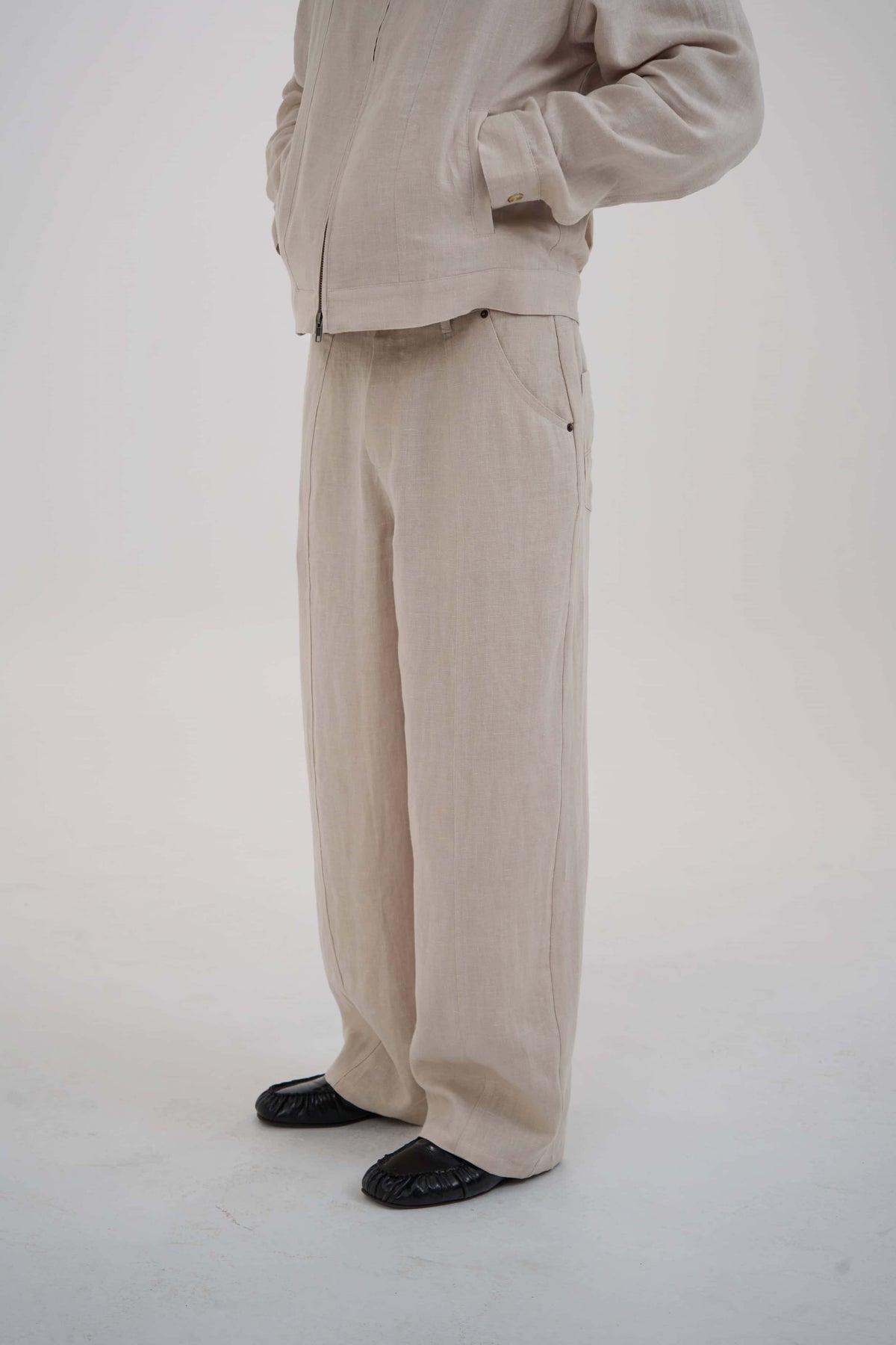 structured linen pants  tan