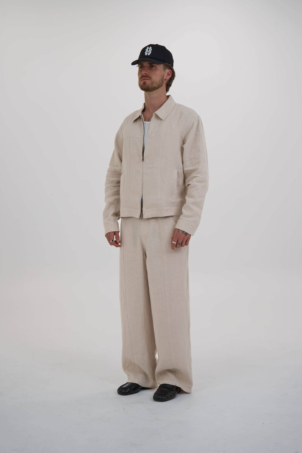 structured linen pants  tan