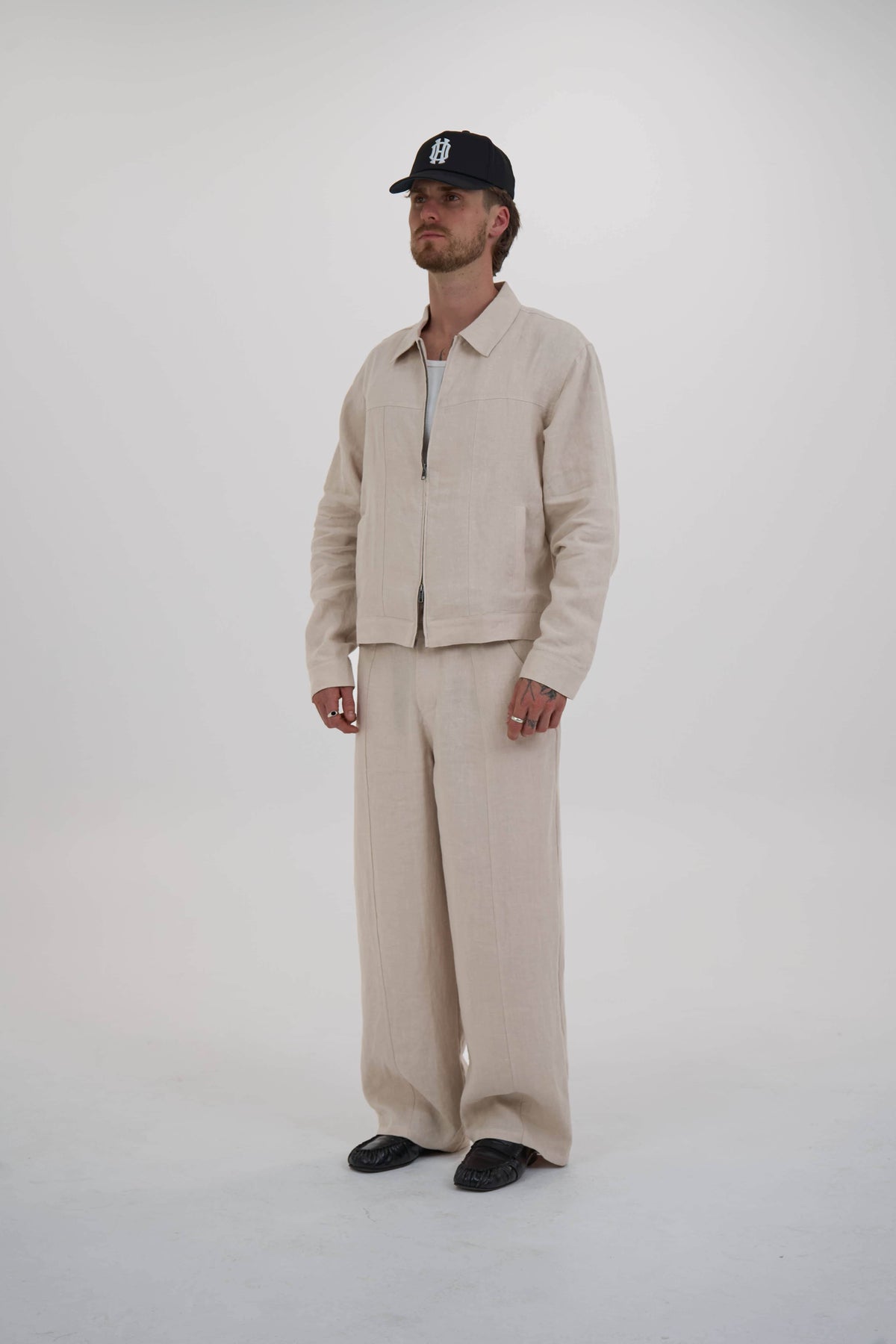 structured linen pants  tan