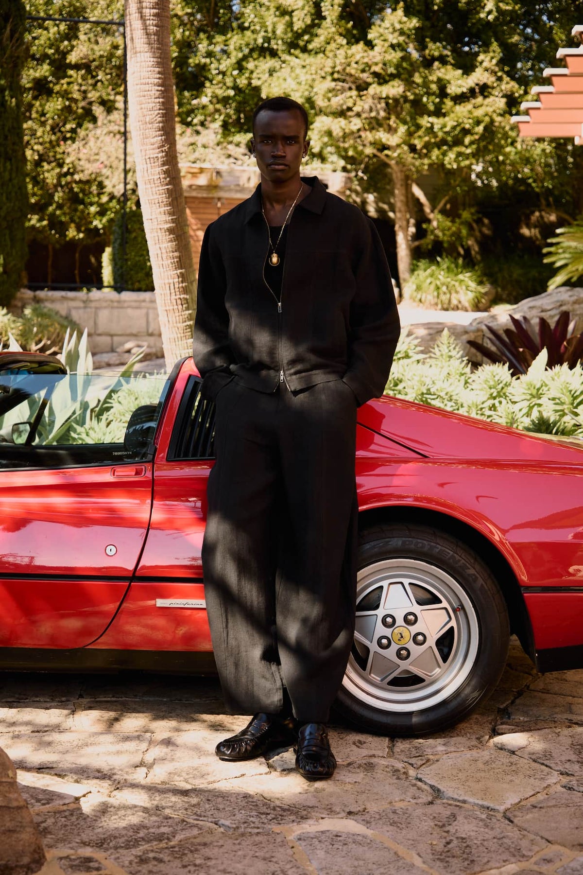 structured linen pants  black